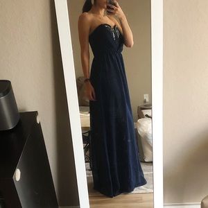 Royal Blue Strapless Prom Dress